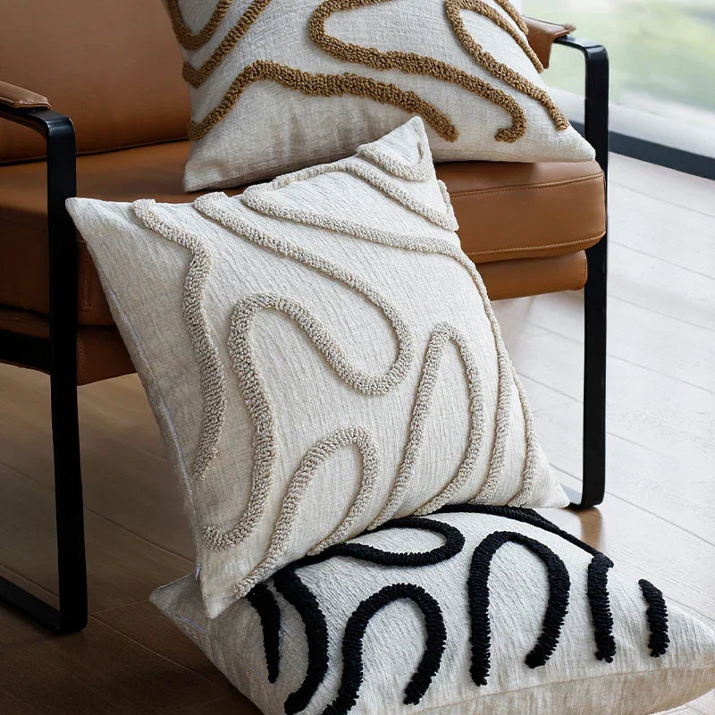 Chenille Decorative Cushion Geometric Design Soft Fabric 45x45 cm-Covers & Textiles > Throw Pillows-casanuva-casanuva