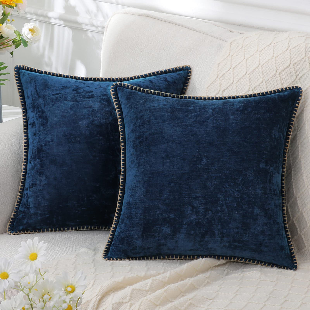 Chenille Decorative Cushion Super Soft 40-60 cm-Covers & Textiles > Throw Pillows-casanuva-Blue-40x40cm-casanuva
