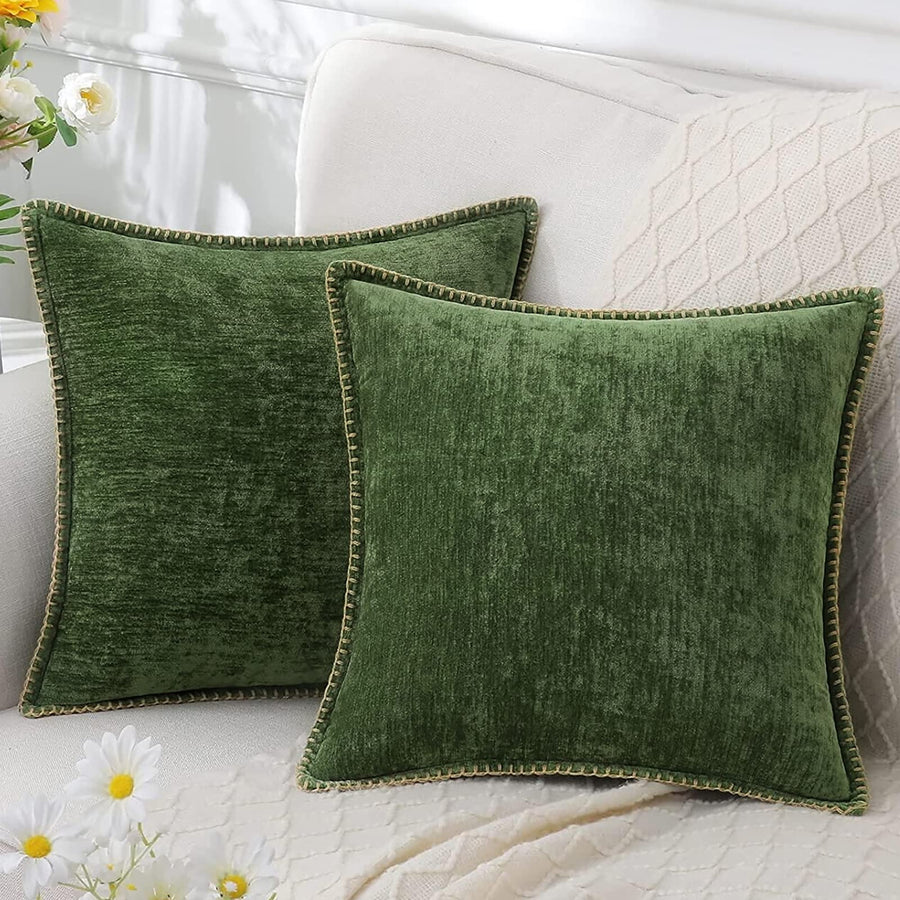 Chenille Decorative Cushion Super Soft 40-60 cm-Covers & Textiles > Throw Pillows-casanuva-Green-40x40cm-casanuva