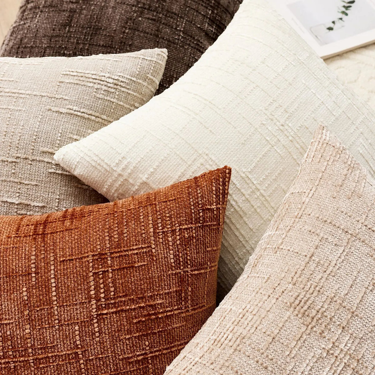 Chenille Decorative Cushion with Bamboo Texture Soft Comfort Fabric-Covers & Textiles > Throw Pillows-casanuva-casanuva