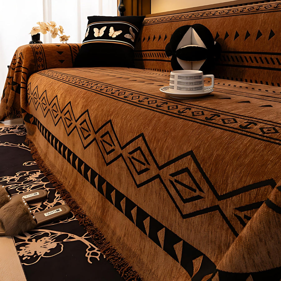 Chenille Tribal Geometric Sofa Cover-Covers & Textiles > Sofa Covers-casanuva-Tribal Lines-71"x71"-casanuva