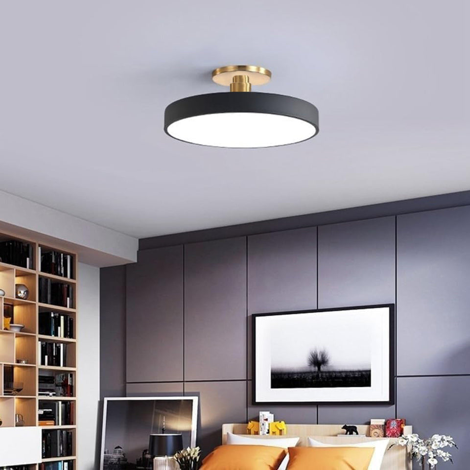 Circular LED Semi Flush Mount Ceiling Light for Bedroom-Lighting > Ceiling Lights-casanuva-Black-D60cm*H13cm-48W-White Light-casanuva