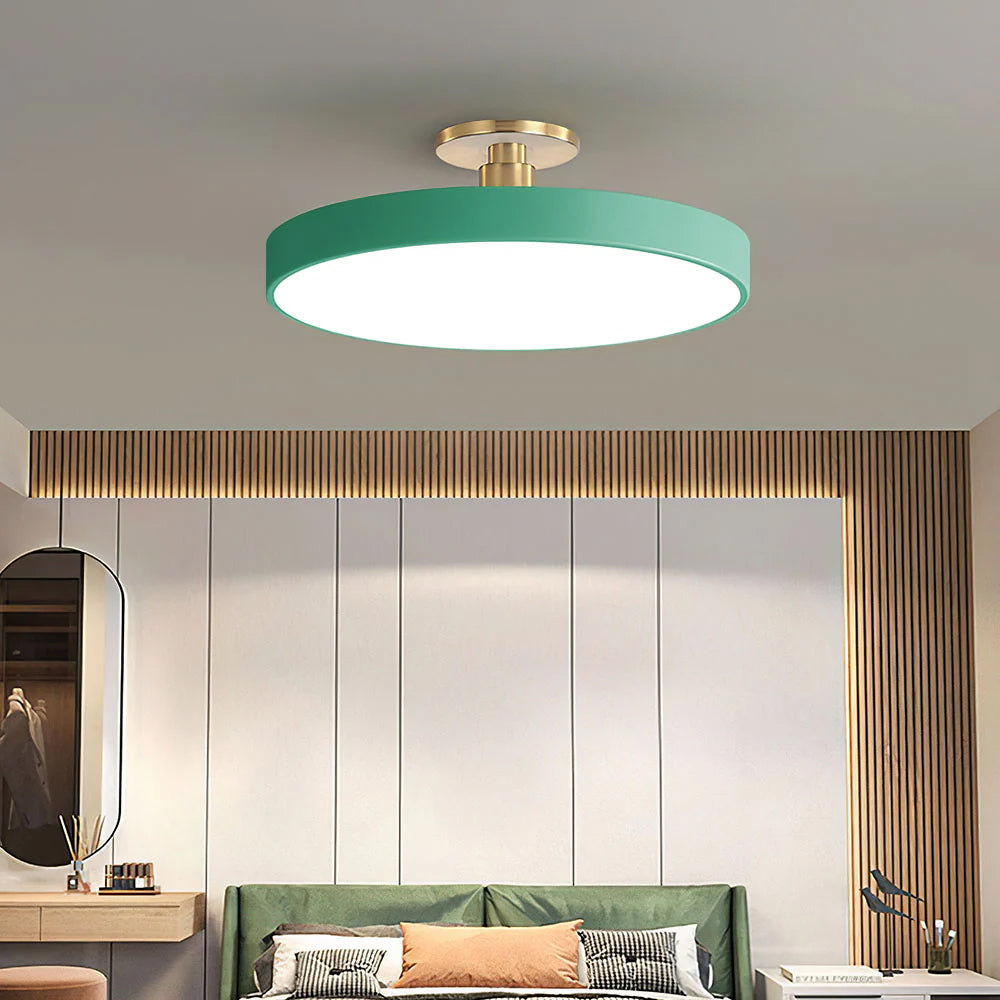 Circular LED Semi Flush Mount Ceiling Light for Bedroom-Lighting > Ceiling Lights-casanuva-Green-D30cm*H13cm-16W-White Light-casanuva
