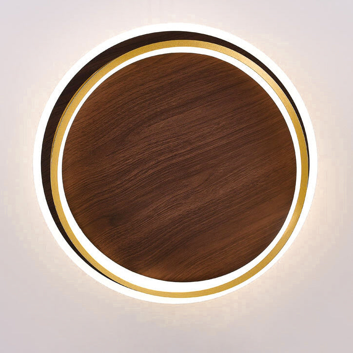 Circular Walnut Grain LED Flush Mount Ceiling Light-Lighting > Ceiling Lights-casanuva-casanuva