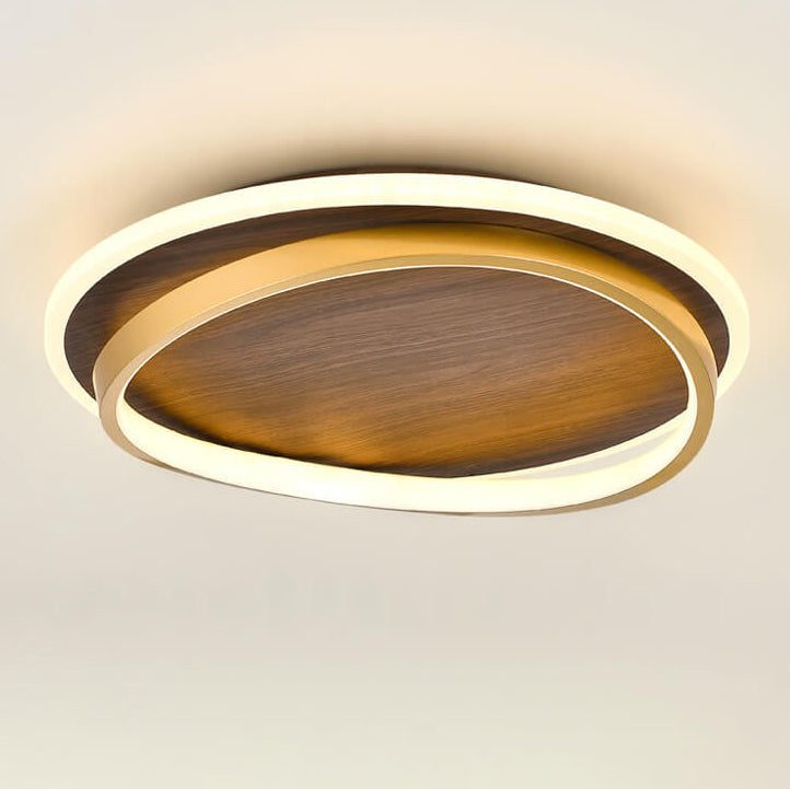 Circular Walnut Grain LED Flush Mount Ceiling Light-Lighting > Ceiling Lights-casanuva-casanuva