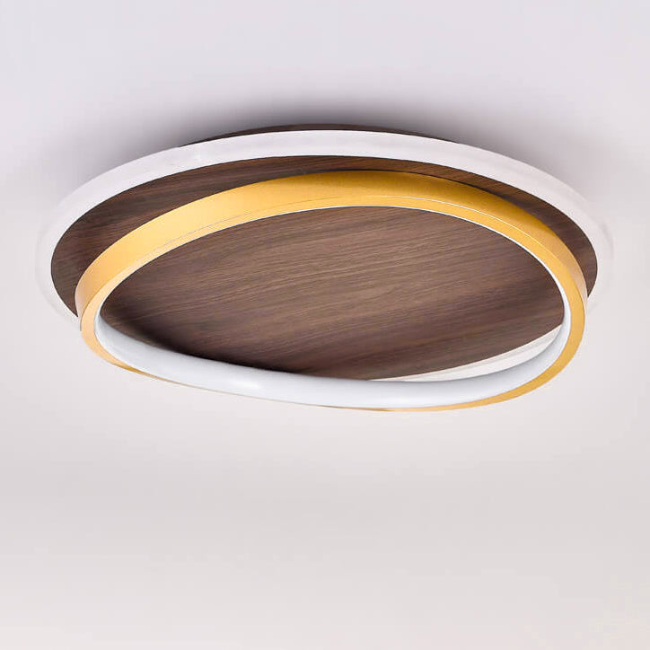 Circular Walnut Grain LED Flush Mount Ceiling Light-Lighting > Ceiling Lights-casanuva-casanuva
