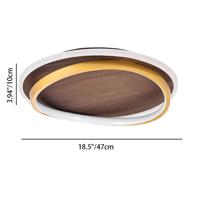 Circular Walnut Grain LED Flush Mount Ceiling Light-Lighting > Ceiling Lights-casanuva-casanuva