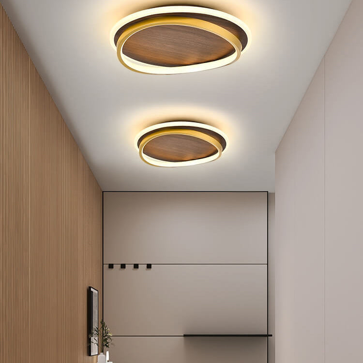 Circular Walnut Grain LED Flush Mount Ceiling Light-Lighting > Ceiling Lights-casanuva-Small-White Light (5000K)-100V-120V-casanuva