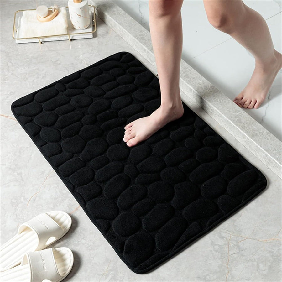Cobblestone Embossed Versatile Mat-Bedding & Bath > Bath Mats-casanuva-Black-16"x24"-casanuva