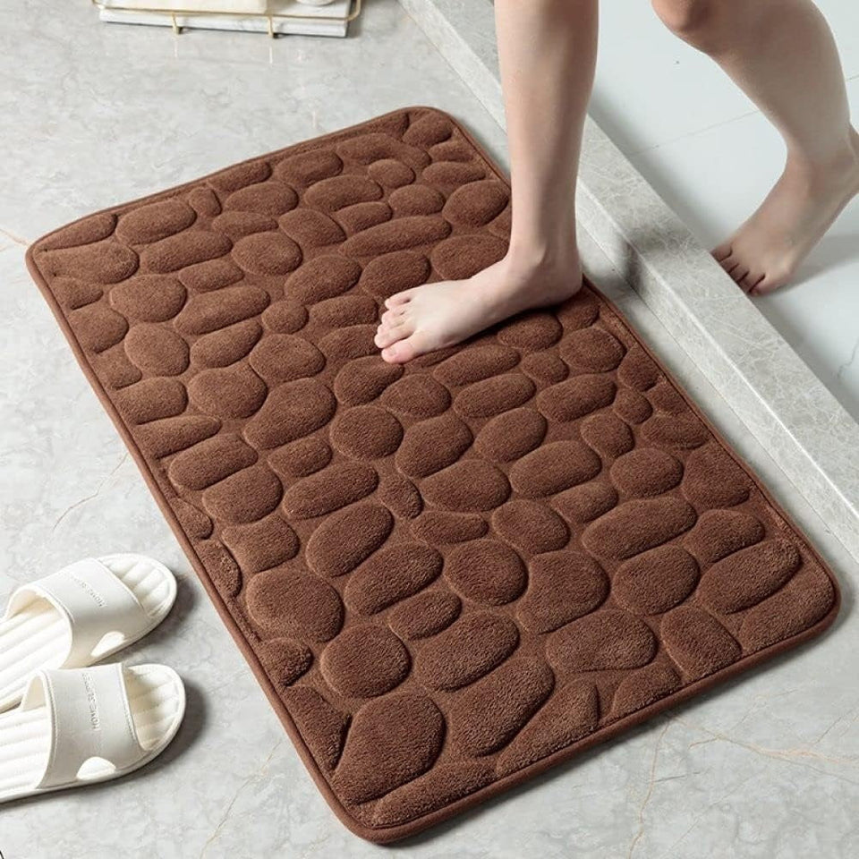 Cobblestone Embossed Versatile Mat-Bedding & Bath > Bath Mats-casanuva-Coffee-16"x24"-casanuva