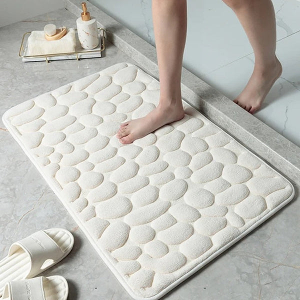 Cobblestone Embossed Versatile Mat-Bedding & Bath > Bath Mats-casanuva-White-16"x24"-casanuva