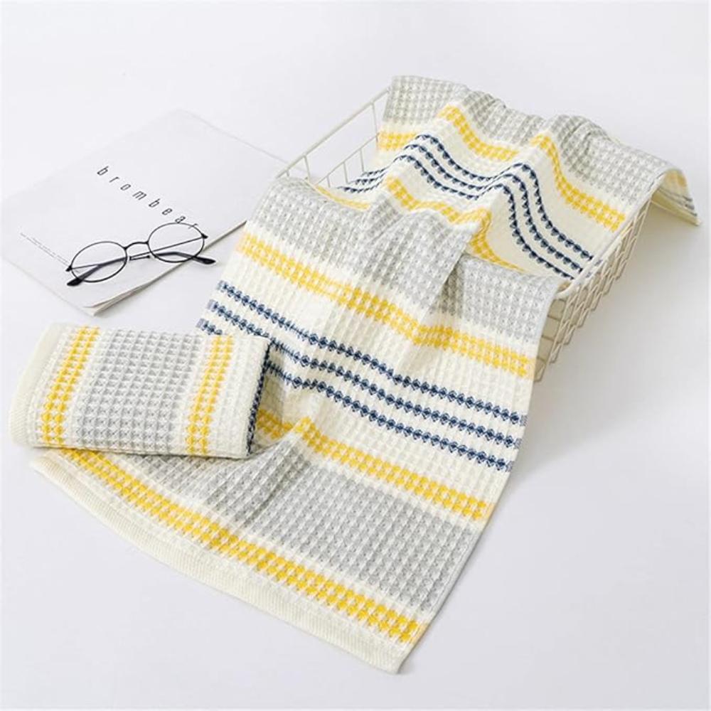 Colorblock Striped Cotton Bath Towel-Bedding & Bath > Bath Towels-casanuva-Light Yellow-28"x55"-casanuva