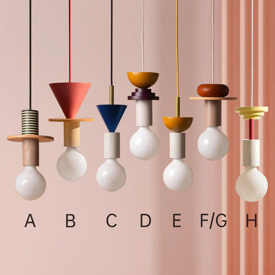 Colored Wood Blocks Pendant Light-Lighting > Pendant Lights-casanuva-casanuva