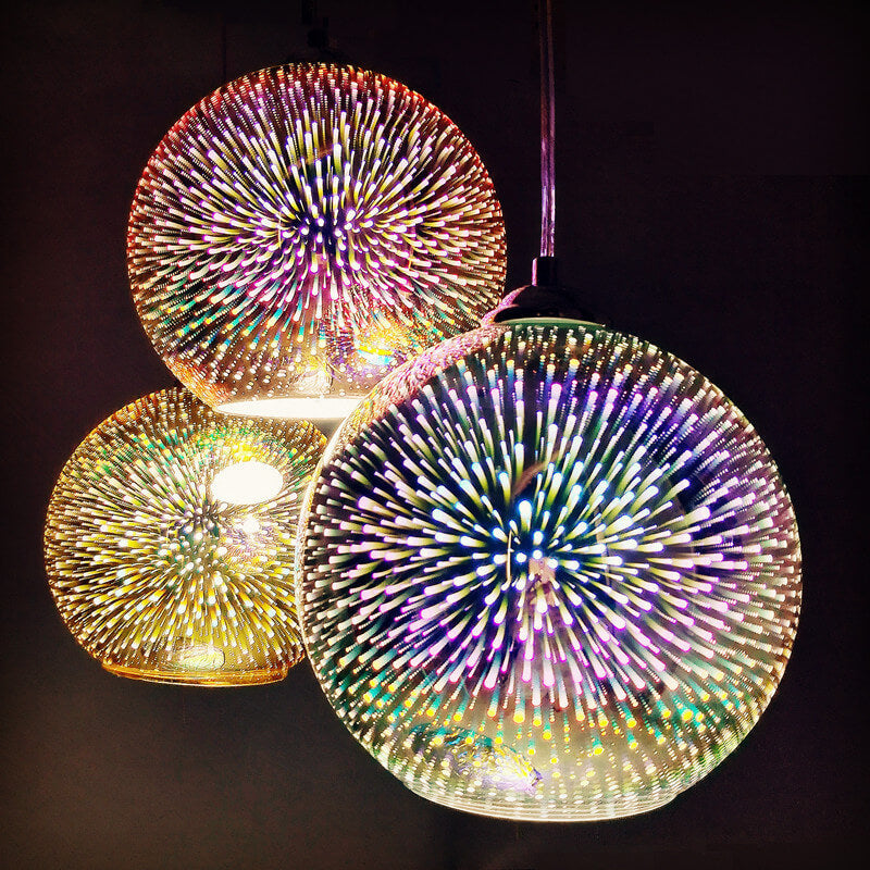 Colorful 3D Fireworks Glass Pendant Light 1-Light Dome Design-Lighting > Pendant Lights-casanuva-5.91''-Bronze-220V-240V-casanuva
