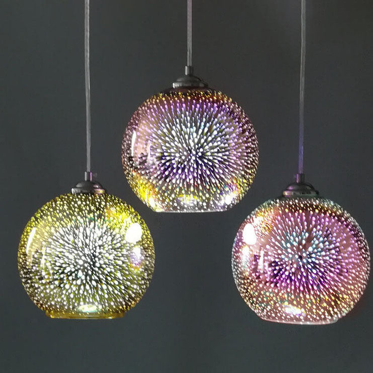 Colorful 3D Fireworks Glass Pendant Light 1-Light Dome Design-Lighting > Pendant Lights-casanuva-7.87''-Bronze-220V-240V-casanuva