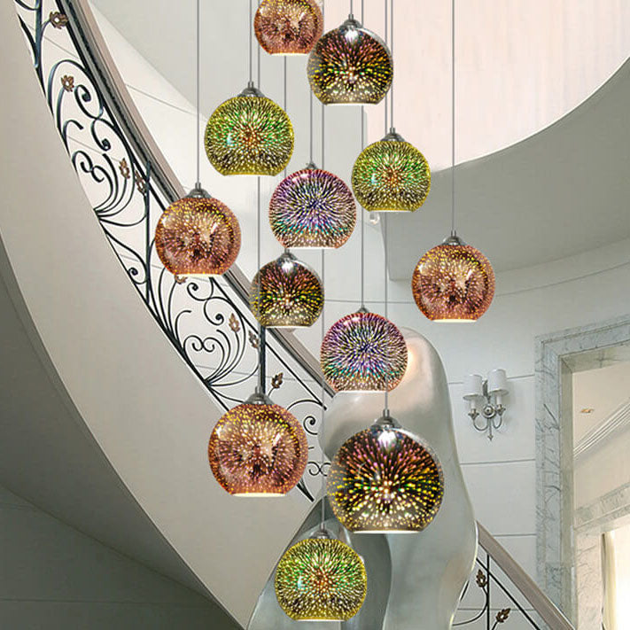 Colorful 3D Fireworks Glass Pendant Light 1-Light Dome Design-Lighting > Pendant Lights-casanuva-7.87''-Gold-220V-240V-casanuva