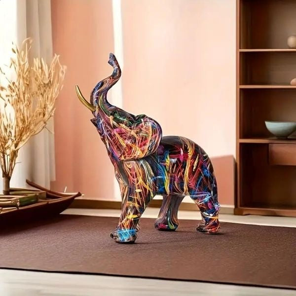 Colorful Elephant Resin Figurine Modern Art Sculpture-Home Decor > Figurines-casanuva-casanuva