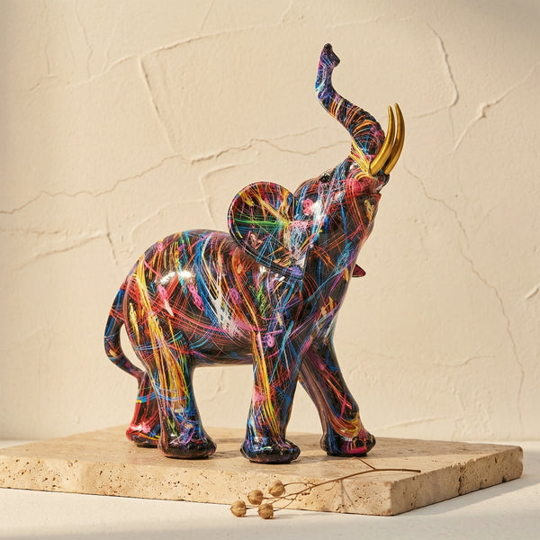 Colorful Elephant Resin Figurine Modern Art Sculpture-Home Decor > Figurines-casanuva-casanuva