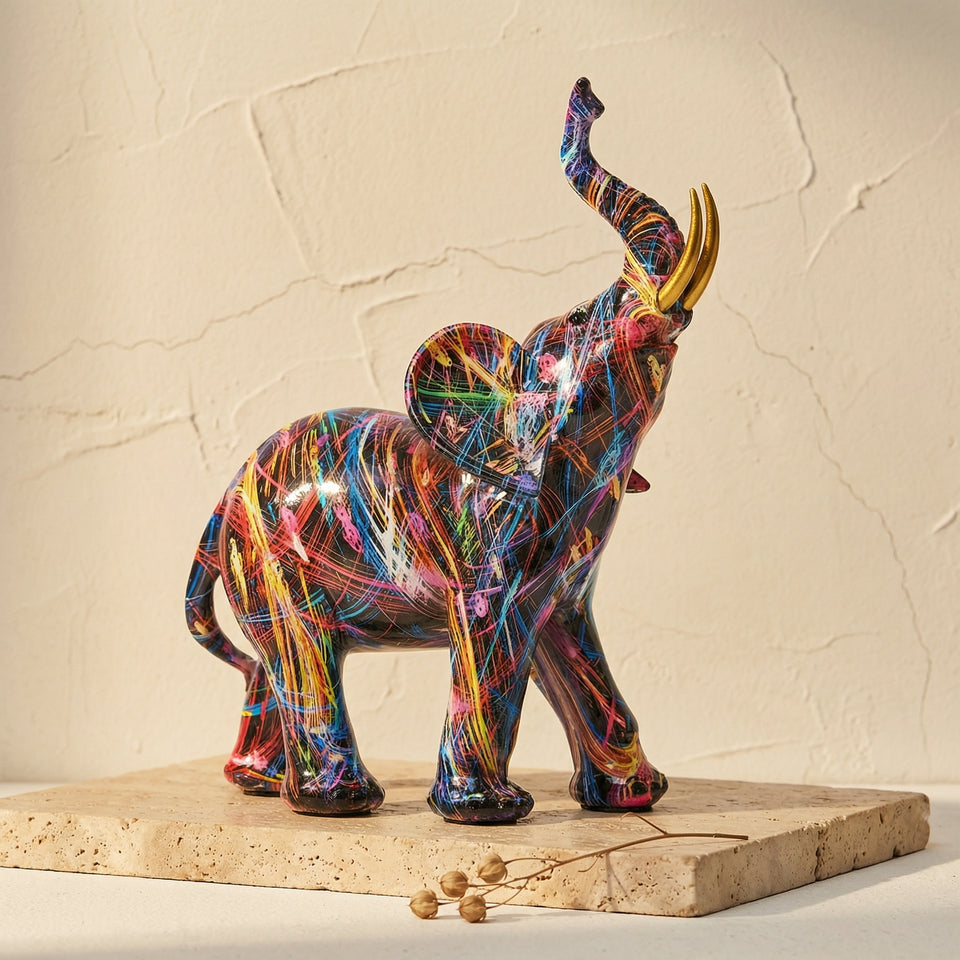 Colorful Elephant Resin Figurine Modern Art Sculpture-Home Decor > Figurines-casanuva-casanuva