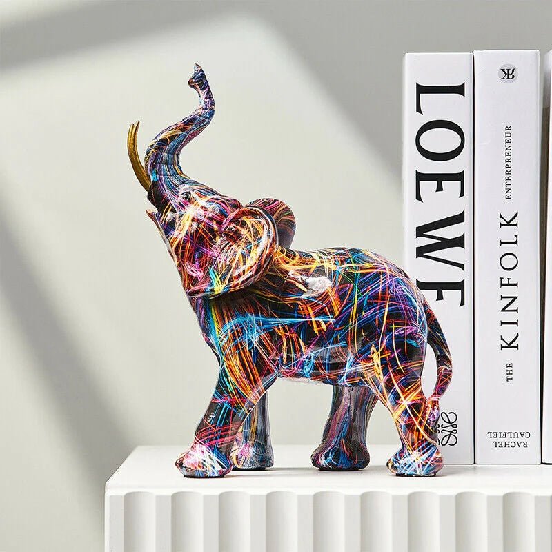 Colorful Elephant Sculpture in Resin Art-Home Decor > Sculptures & Figurines-casanuva-casanuva