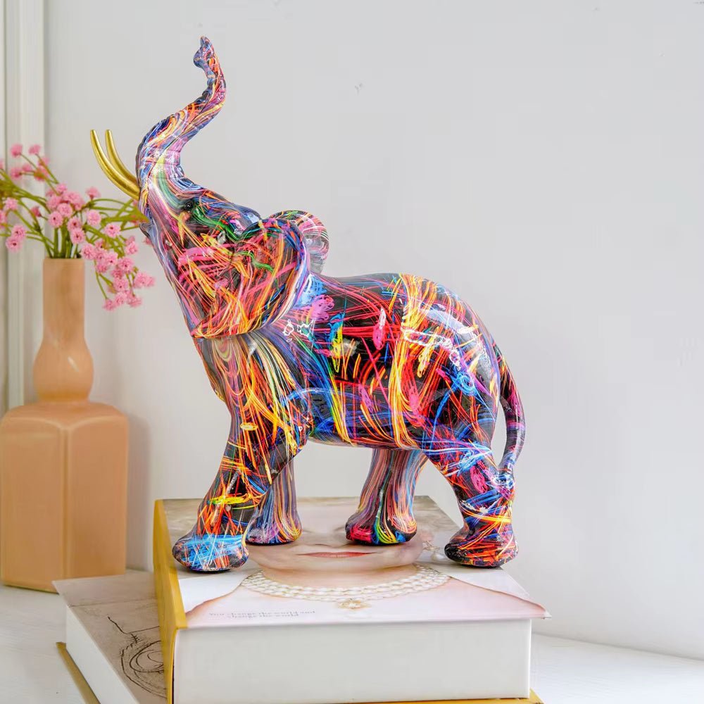Colorful Elephant Sculpture in Resin Art-Home Decor > Sculptures & Figurines-casanuva-casanuva