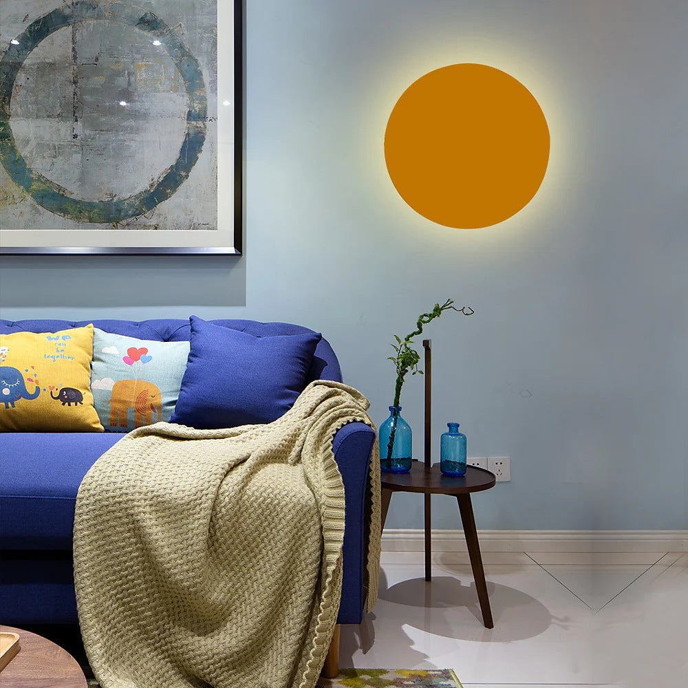 Colorful Round Iron LED Wall Sconce Lamp-Lighting > Wall Lights-casanuva-Small-Infinitely Dimmable-Yellow & 100V-120V-casanuva