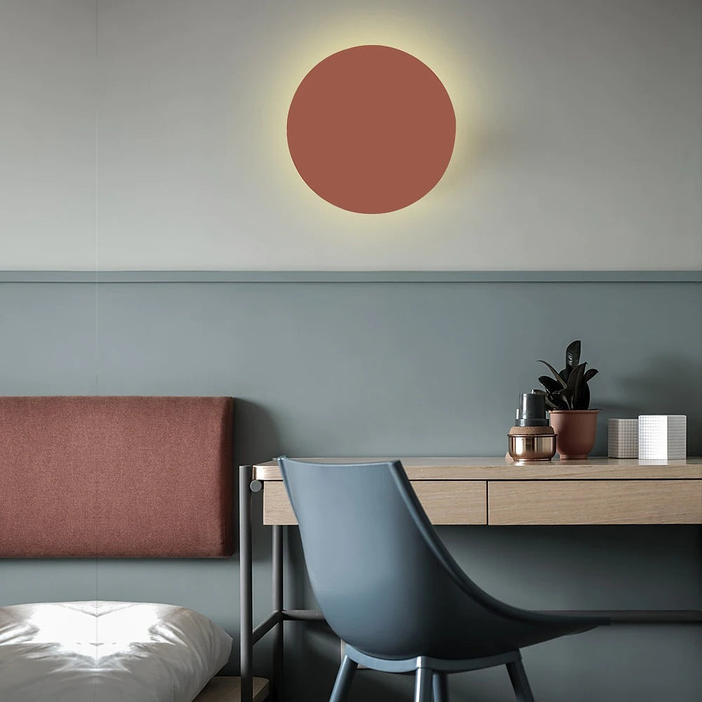 Colorful Round Iron LED Wall Sconce Lamp-Lighting > Wall Lights-casanuva-Small-Warm Light (3000K)-Pink & 100V-120V-casanuva