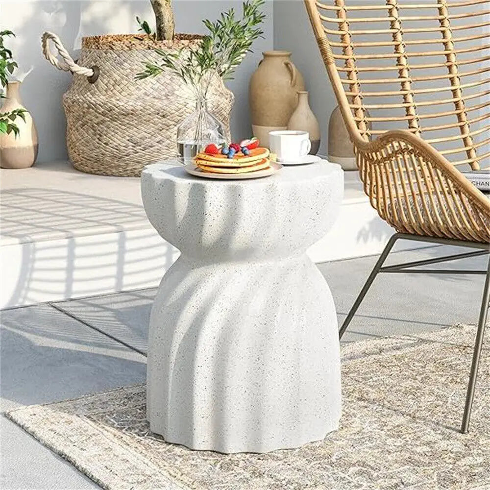 Concrete Side Table Lightweight Hourglass Design Indoor Outdoor Sturdy-Furniture > Side Tables-casanuva-casanuva