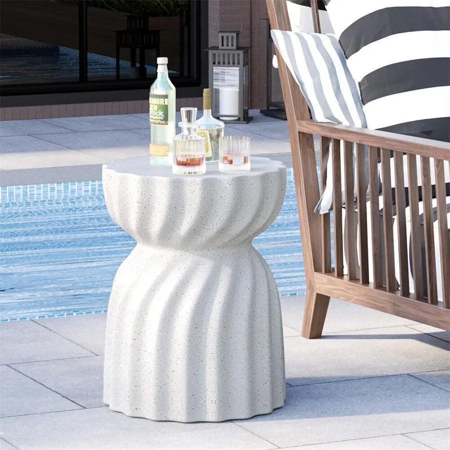 Concrete Side Table Lightweight Hourglass Design Indoor Outdoor Sturdy-Furniture > Side Tables-casanuva-casanuva