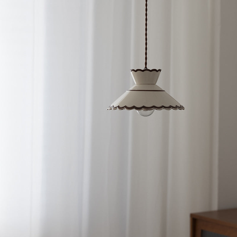 Cone Shaped Ceramic and Iron Pendant Light for Bedroom and Living Room-Lighting > Pendant Lights-casanuva-casanuva