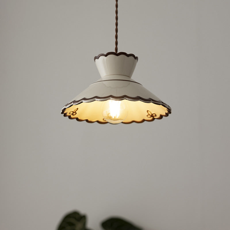 Cone Shaped Ceramic and Iron Pendant Light for Bedroom and Living Room-Lighting > Pendant Lights-casanuva-casanuva