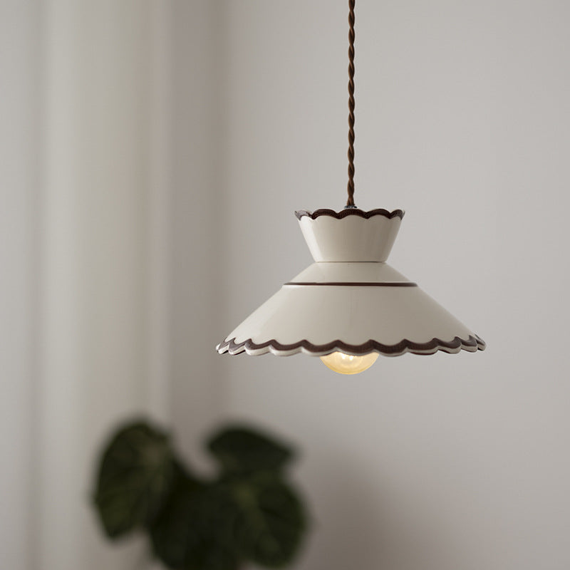 Cone Shaped Ceramic and Iron Pendant Light for Bedroom and Living Room-Lighting > Pendant Lights-casanuva-Small-100V-120V-casanuva