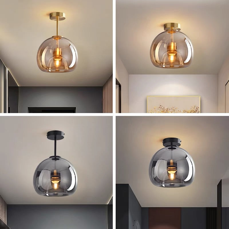 Copper Glass Pendant Light Retro Modern Ceiling Fixture-Lighting > Pendant Lights-casanuva-casanuva