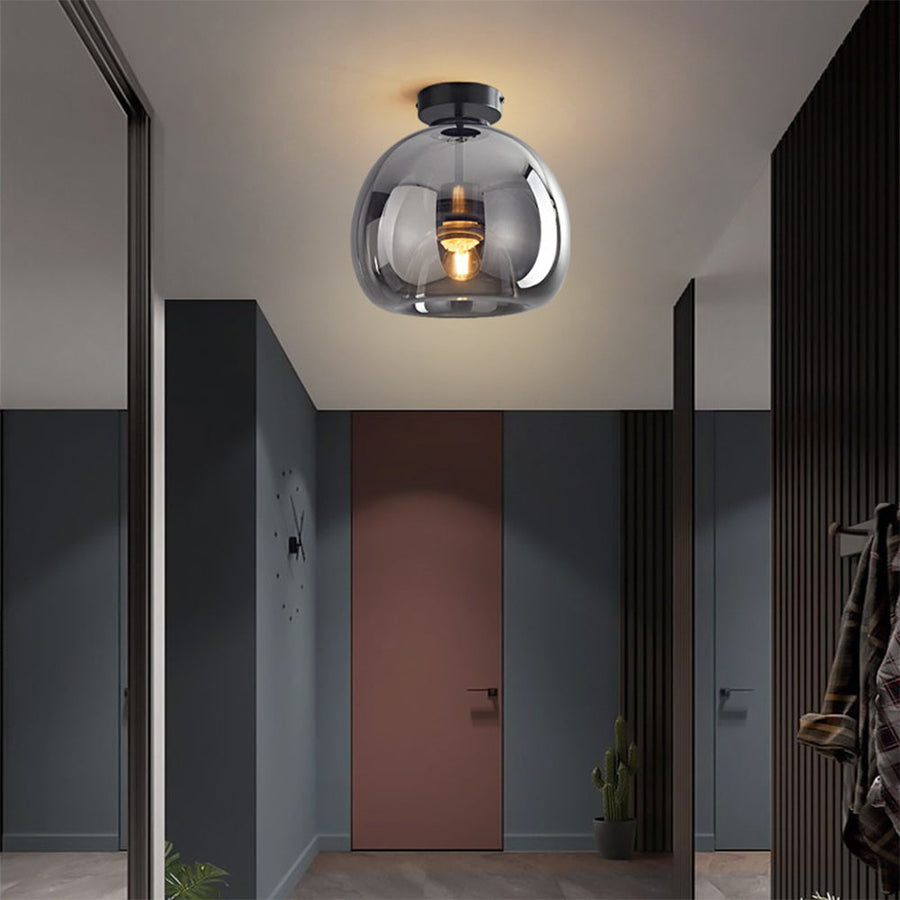 Copper Glass Pendant Light Retro Modern Ceiling Fixture-Lighting > Pendant Lights-casanuva-Black-D25cm*H17cm-casanuva