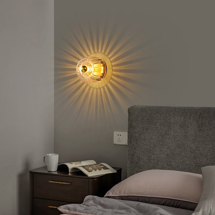 Copper Glass Sun Shape Flush Mount Light 1-Light Dual Purpose-Lighting > Ceiling Lights-casanuva-casanuva