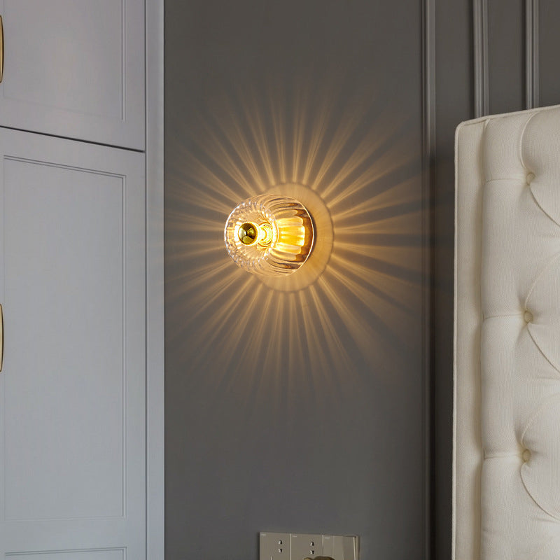 Copper Glass Sun Shape Flush Mount Light 1-Light Dual Purpose-Lighting > Ceiling Lights-casanuva-casanuva