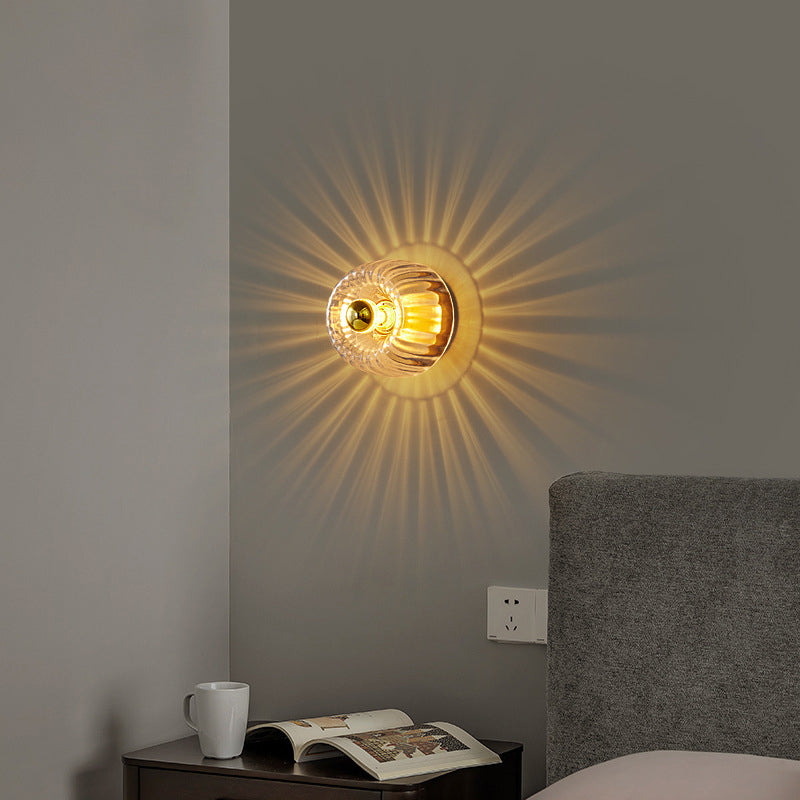 Copper Glass Sun Shape Flush Mount Light 1-Light Dual Purpose-Lighting > Ceiling Lights-casanuva-casanuva