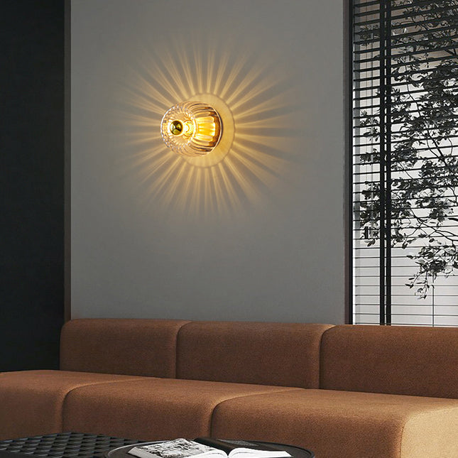 Copper Glass Sun Shape Flush Mount Light 1-Light Dual Purpose-Lighting > Ceiling Lights-casanuva-Wall Sconce Lamp-100V-120V-casanuva