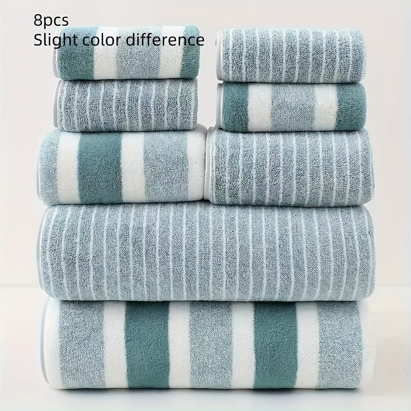 Coral Fleece Bath Towel Set 8-Piece Absorbent Quick-Drying Towels-Bedding & Bath > Bath Towels-casanuva-casanuva