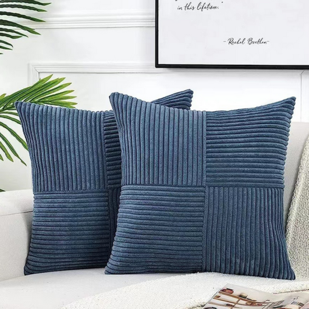 Corduroy Cushion Cover Rustic Texture-Covers & Textiles > Cushion Covers-casanuva-Blue-12"x20"-casanuva