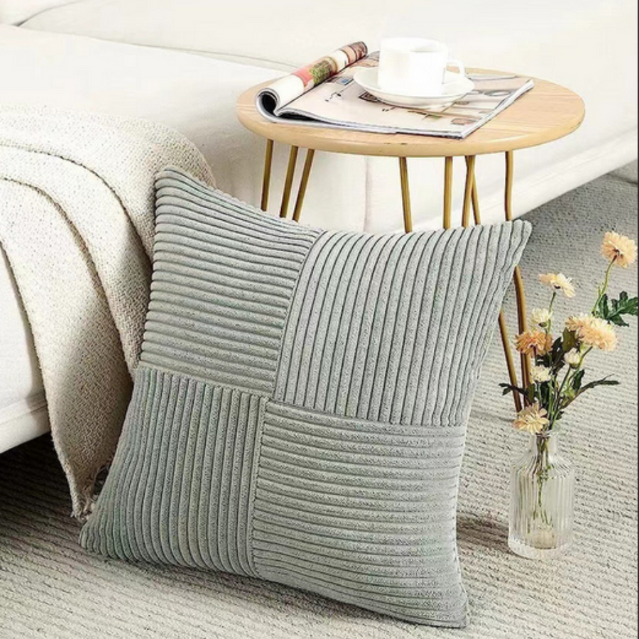 Corduroy Cushion Cover Rustic Texture-Covers & Textiles > Cushion Covers-casanuva-Gray-12"x20"-casanuva