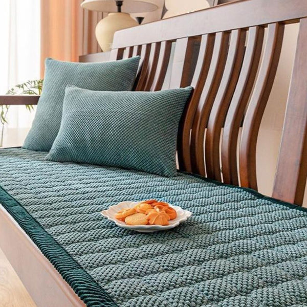 Corduroy Sofa Cover Washable Plush Comfort Protector-Covers & Textiles > Sofa Covers-casanuva-Forest Green-27.6"x27.6"-casanuva