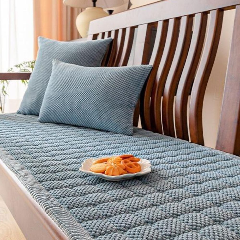 Corduroy Sofa Cover Washable Plush Comfort Protector-Covers & Textiles > Sofa Covers-casanuva-Mist Blue-27.6"x27.6"-casanuva