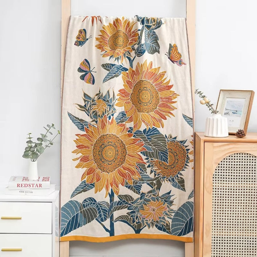 Cotton Bath Towel Savanna Bloom Design-Bedding & Bath > Bath Towels-casanuva-casanuva