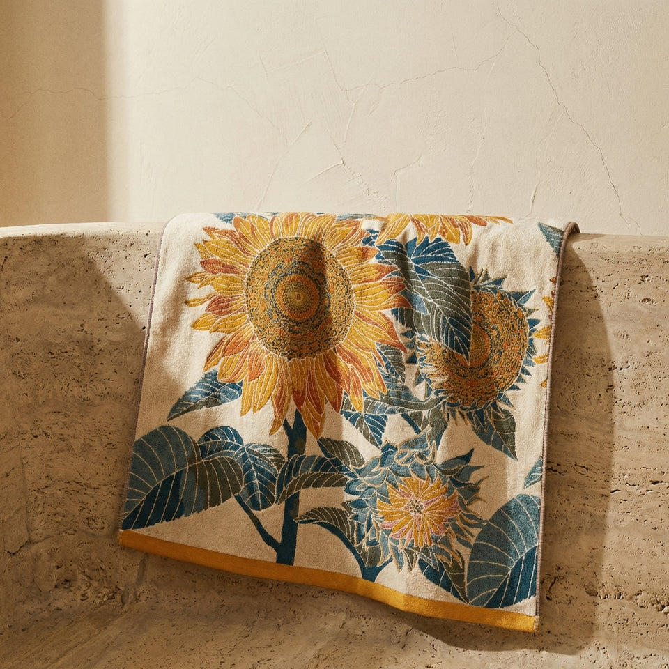 Cotton Bath Towel Savanna Bloom Design-Bedding & Bath > Bath Towels-casanuva-casanuva