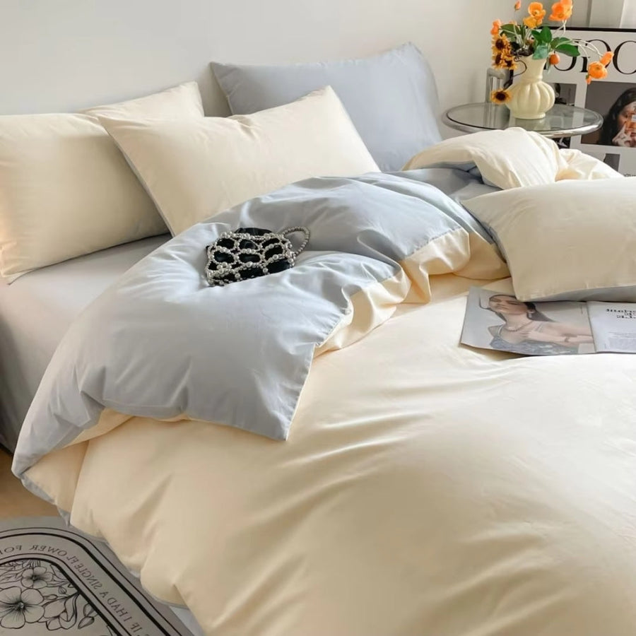 Cotton Duvet Cover Set 3 Pieces-Bedding & Bath > Bedding Sets-casanuva-Ivory Mist-Full-casanuva
