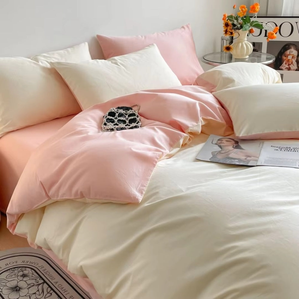 Cotton Duvet Cover Set 3 Pieces-Bedding & Bath > Bedding Sets-casanuva-Rose Ivory-Full-casanuva