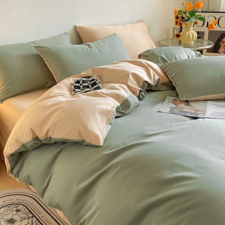 Cotton Duvet Cover Set 3 Pieces-Bedding & Bath > Bedding Sets-casanuva-Sage Sand-Full-casanuva