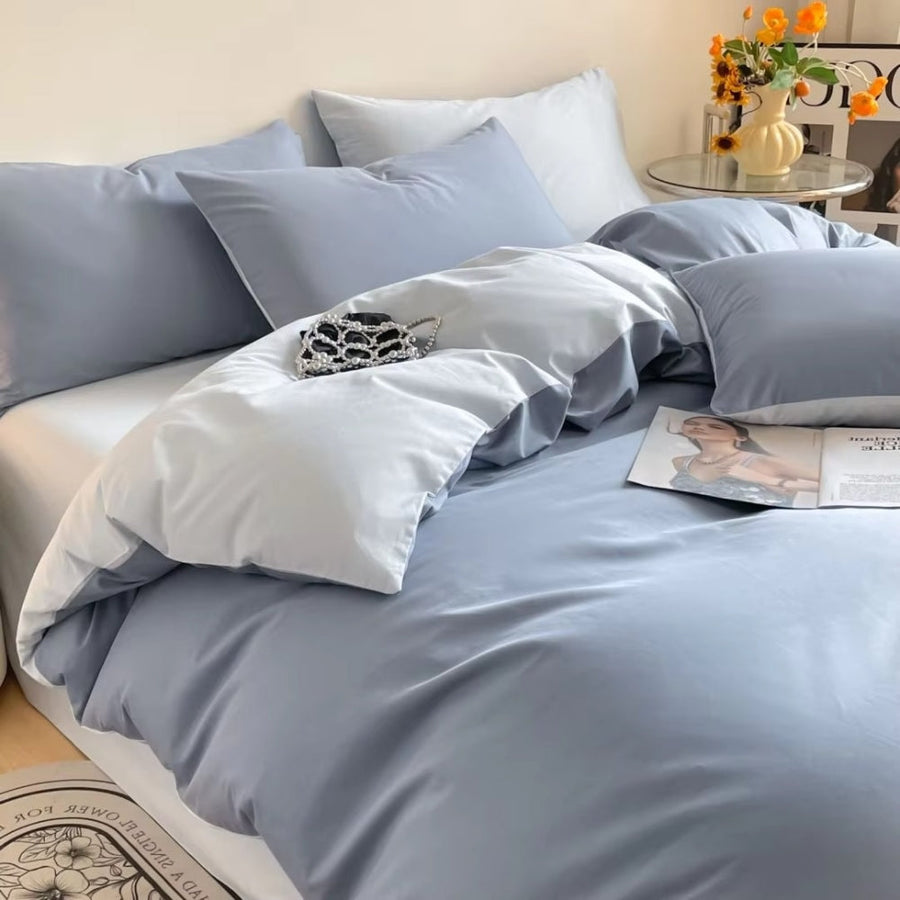 Cotton Duvet Cover Set 3 Pieces-Bedding & Bath > Bedding Sets-casanuva-Sky Frost-Full-casanuva