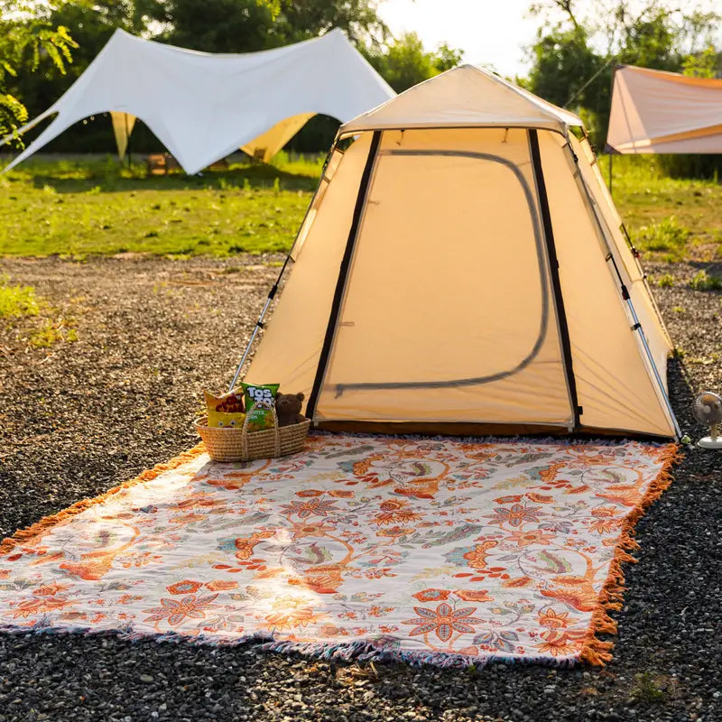 Cotton Floral Boho Blanket in Rustic Design-Bedding & Bath > Blankets-casanuva-casanuva